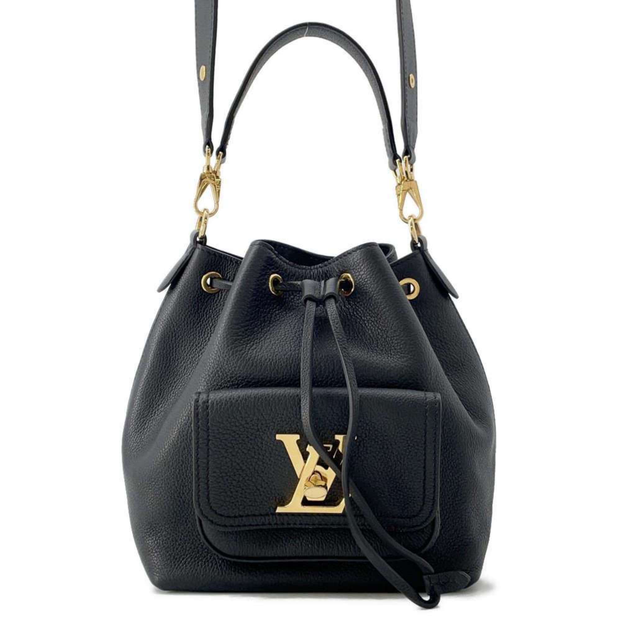 Louis Vuitton Shoulder Bag Grained Calf Leather Lock Me Bucket NV M57687 LOUIS VUITTON 2way Hand Black