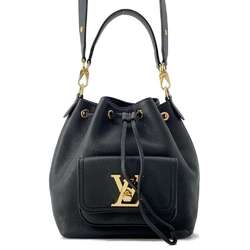 Louis Vuitton Shoulder Bag Grained Calf Leather Lock Me Bucket NV M57687 LOUIS VUITTON 2way Hand Black