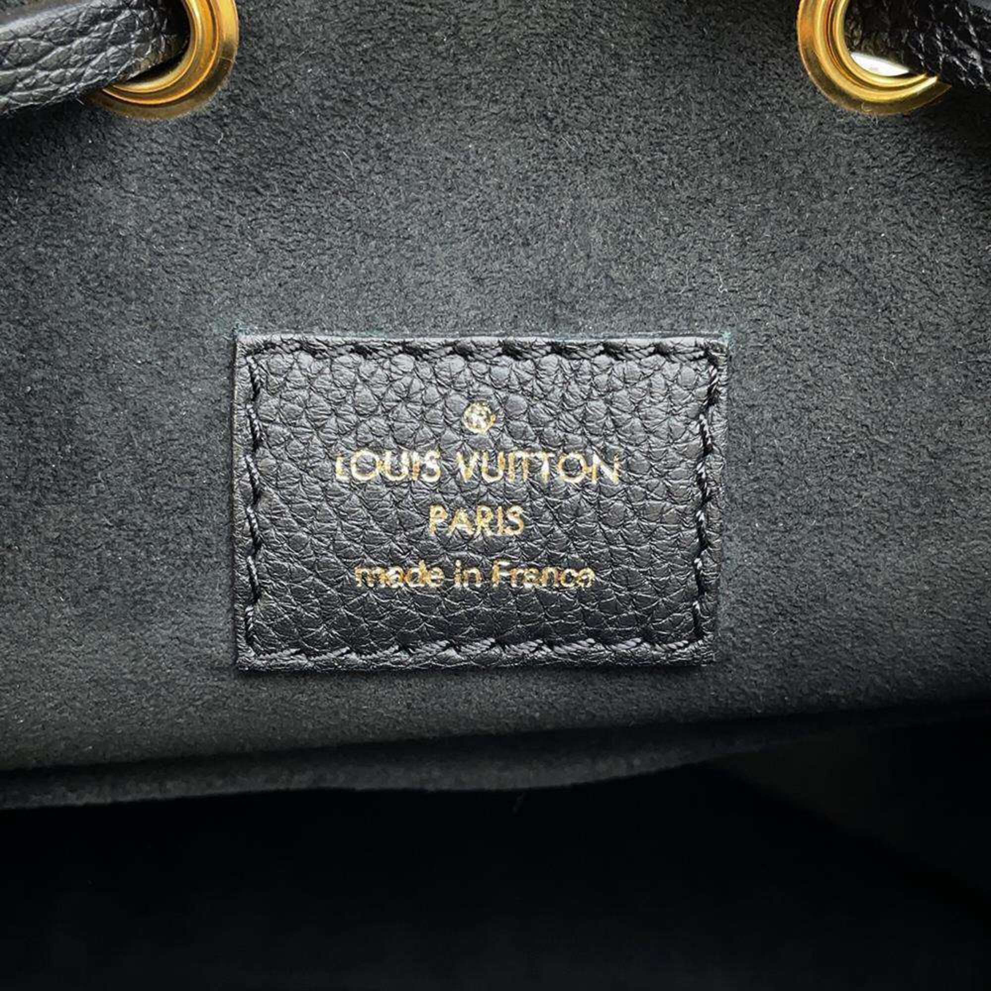 Louis Vuitton Shoulder Bag Grained Calf Leather Lock Me Bucket NV M57687 LOUIS VUITTON 2way Hand Black