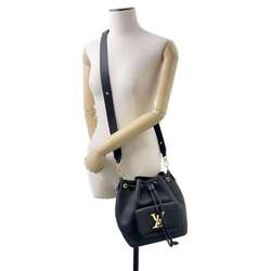 Louis Vuitton Shoulder Bag Grained Calf Leather Lock Me Bucket NV M57687 LOUIS VUITTON 2way Hand Black