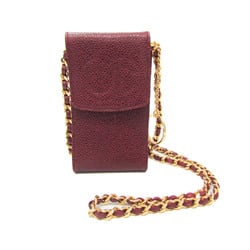 Chanel Women's Leather Shoulder Bag Accessory Case/Cigarette Case Dark Red