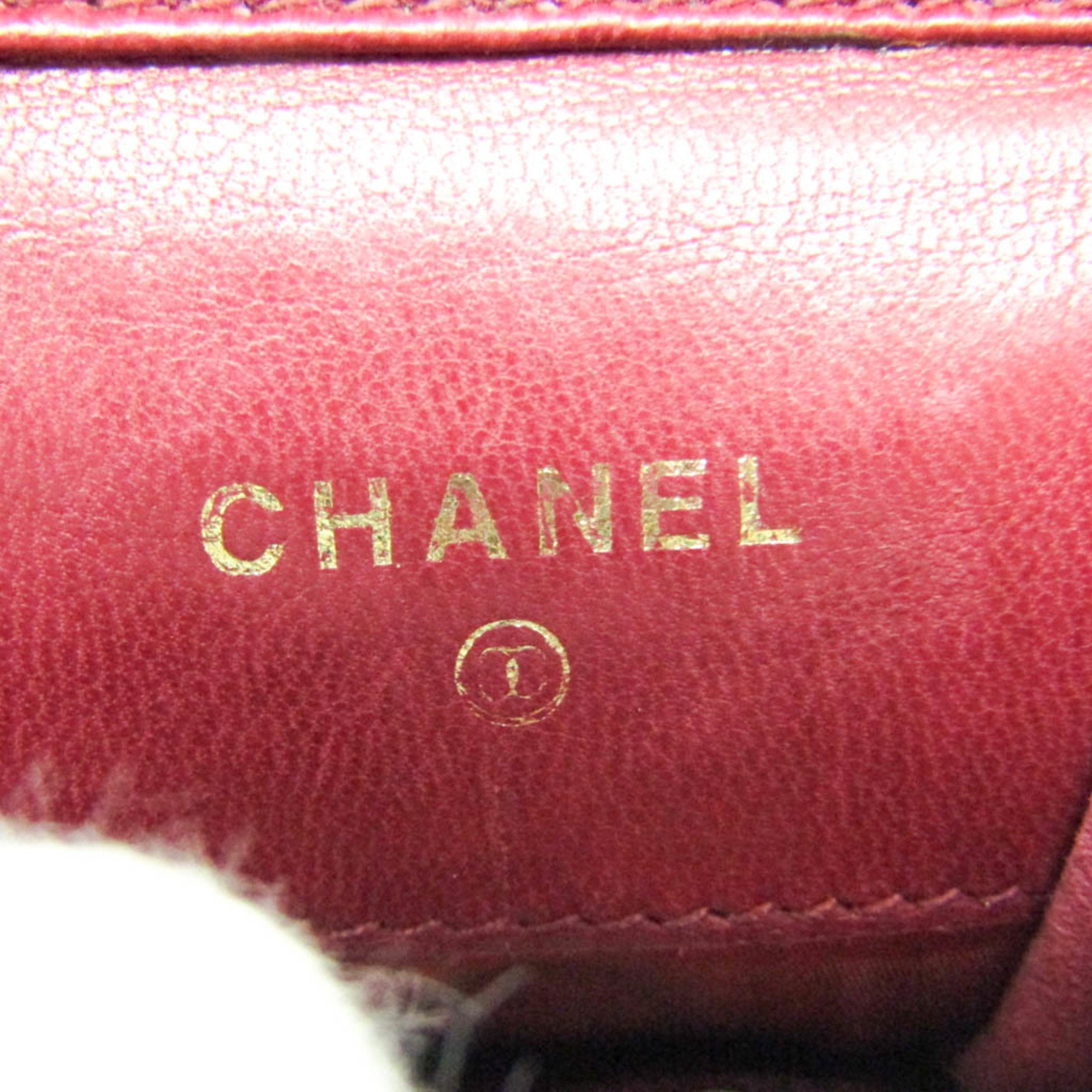 Chanel Women's Leather Shoulder Bag Accessory Case/Cigarette Case Dark Red