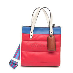 Coach Field Tote 22 C6852 Women's Leather Handbag,Shoulder Bag Blue,Red Color,White