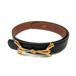 Hermes Horsebit Women,Men Leather Standard Belt Black,Gold 65