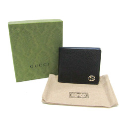 Gucci Interlocking G 610466 Men's Leather Middle Wallet (bi-fold) Black,Navy