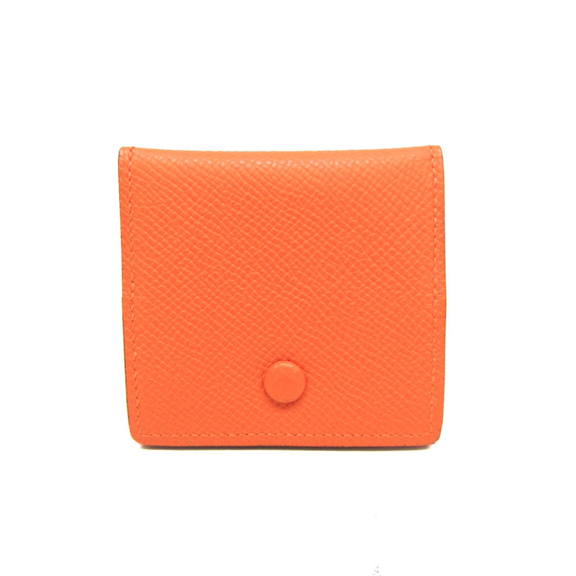 Hermes MC2W Men,Women Epsom Leather Coin Purse/coin Case Orange