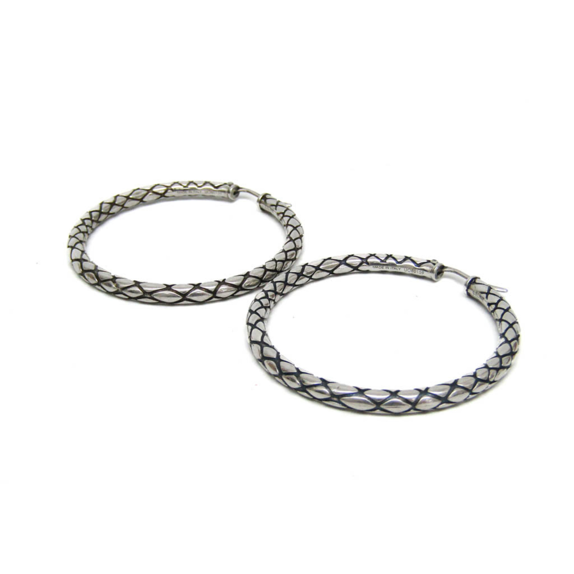 Celine No Stone Metal Hoop Earrings Silver