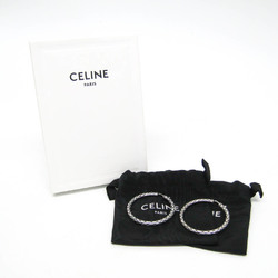 Celine No Stone Metal Hoop Earrings Silver