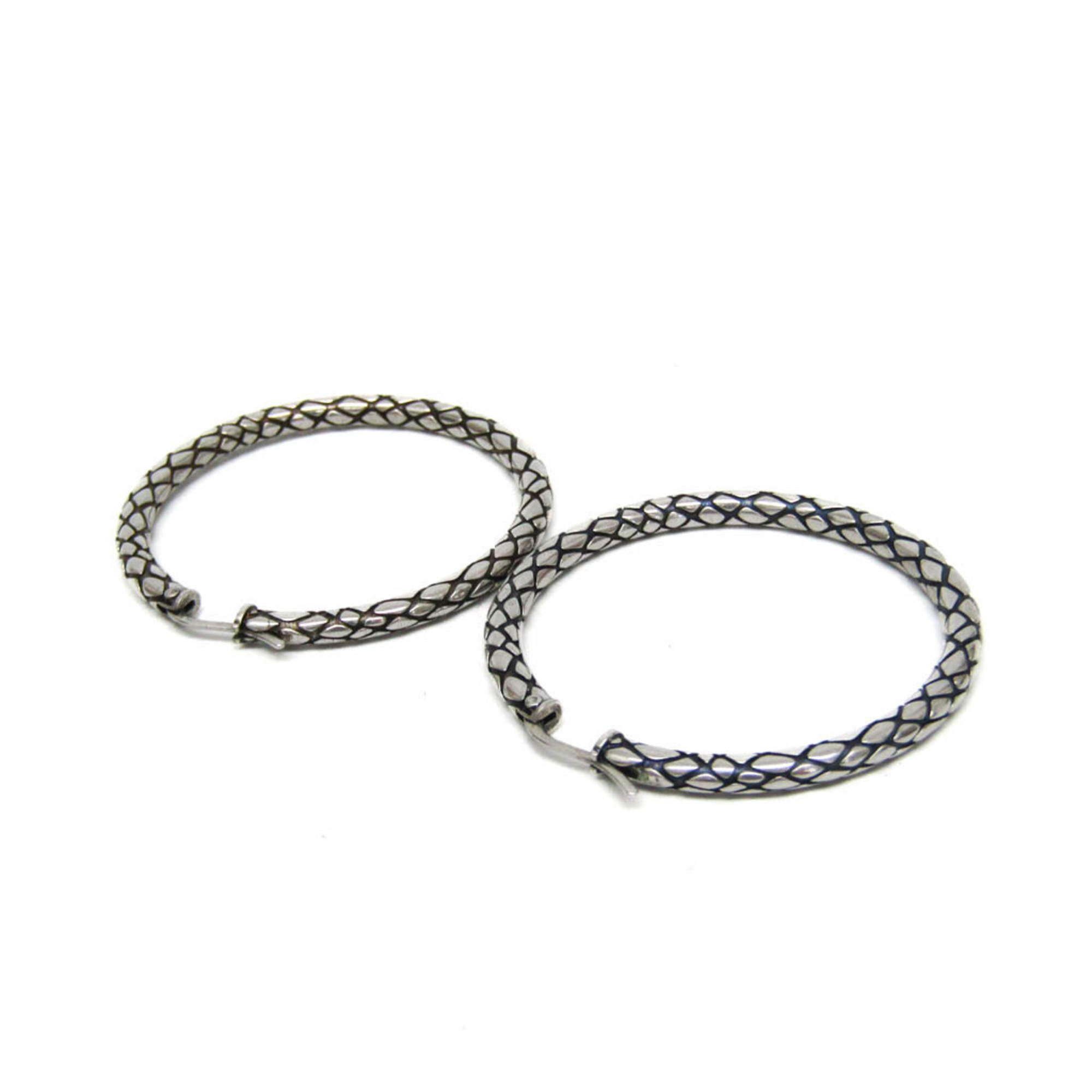 Celine No Stone Metal Hoop Earrings Silver