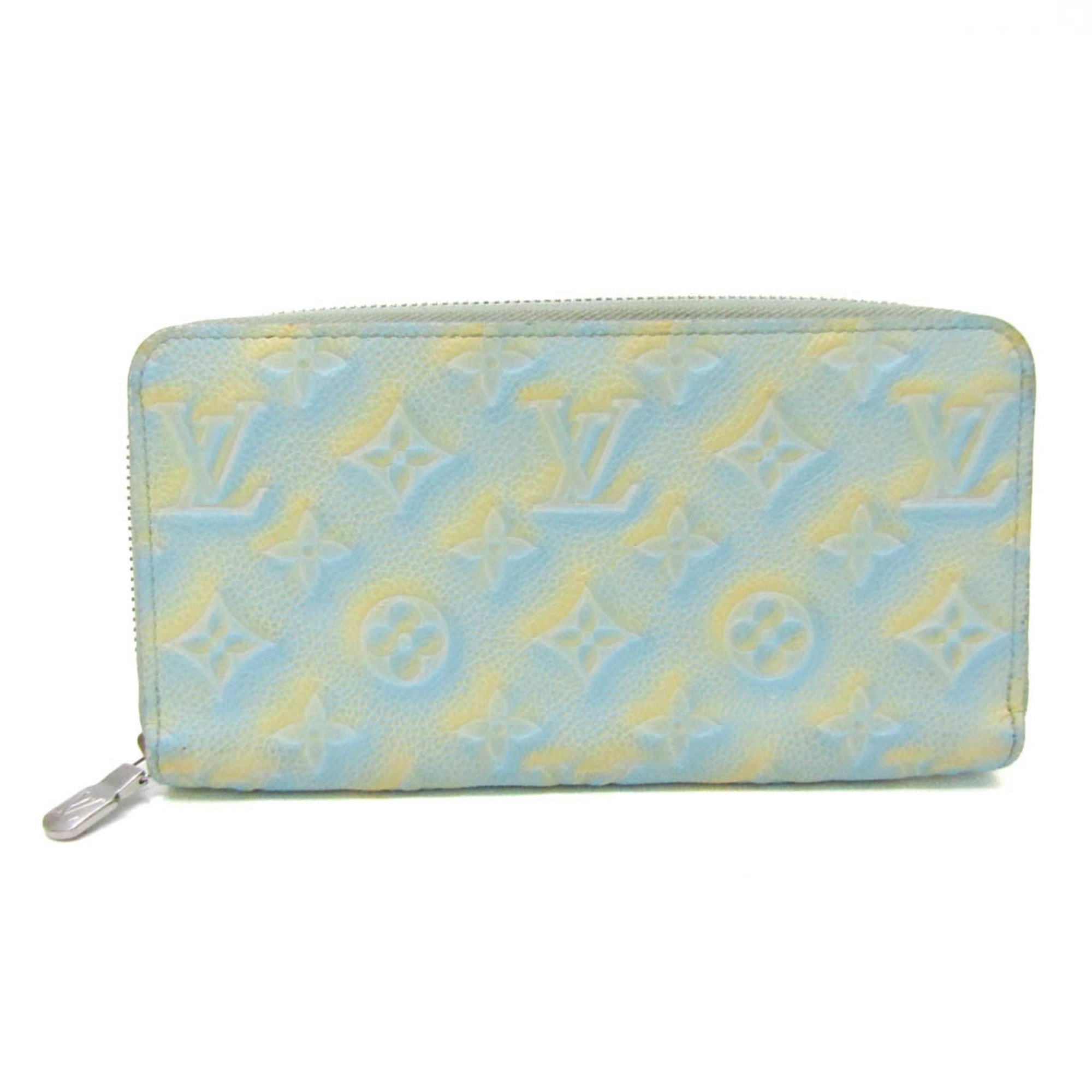 Louis Vuitton Monogram Empreinte Zippy Wallet M81466 Women's Monogram Empreinte Long Wallet (bi-fold) Light Blue,Yellow