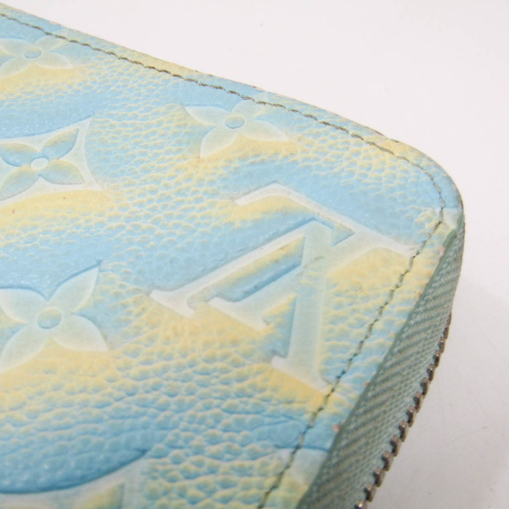 Louis Vuitton Monogram Empreinte Zippy Wallet M81466 Women's Monogram Empreinte Long Wallet (bi-fold) Light Blue,Yellow