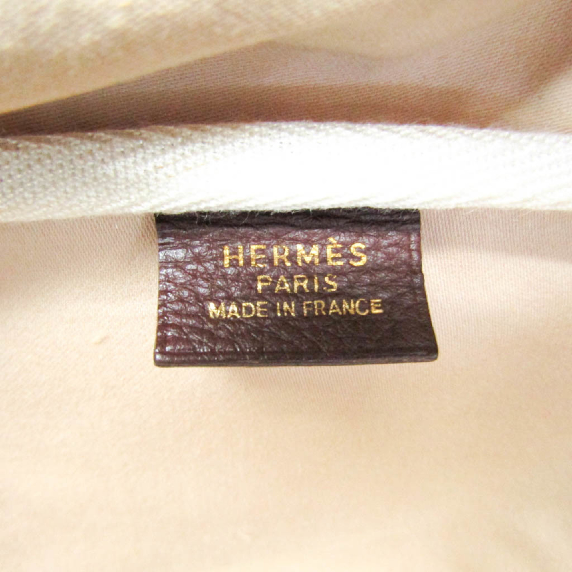 Hermes Victoria 50 Men,Women Toile H,Taurillon Clemence Leather Boston Bag Dark Brown,Natural