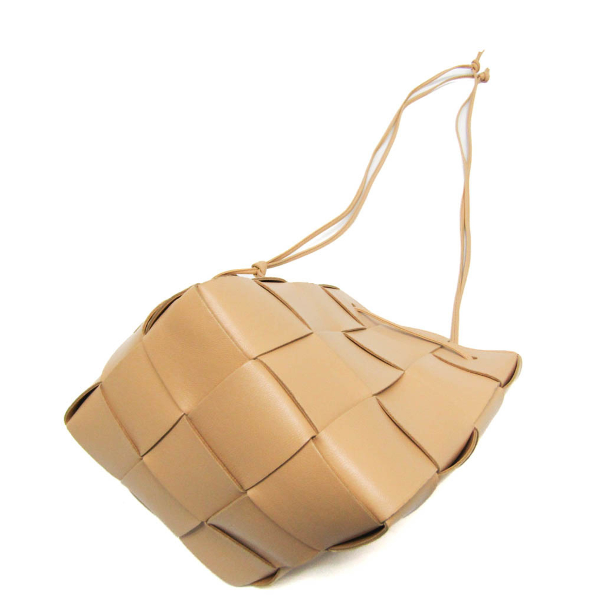 Bottega Veneta Intrecciato Small Cassette Bucket Bag 680218 Women's Leather Shoulder Bag Beige