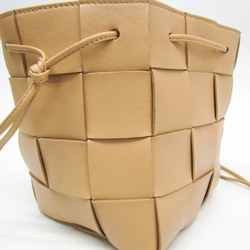 Bottega Veneta Intrecciato Small Cassette Bucket Bag 680218 Women's Leather Shoulder Bag Beige