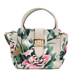 Burberry Floral Pattern 4042346 Women's Leather Handbag,Shoulder Bag Light Gray,Multi-color
