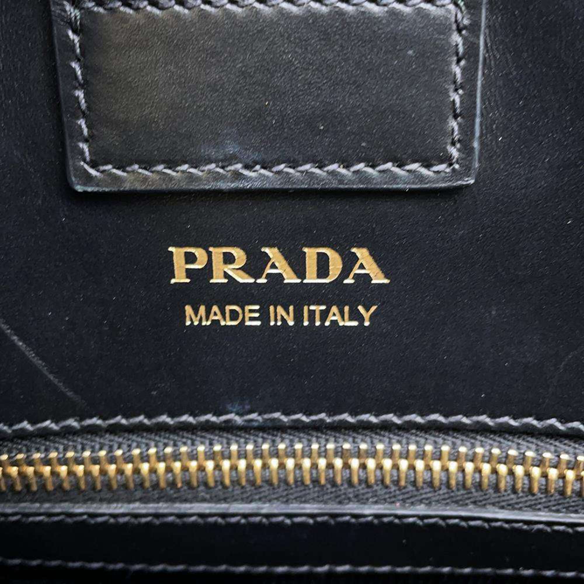 Prada Tote Bag Bibliothèque Shoulder Leather 1BG098 PRADA Black