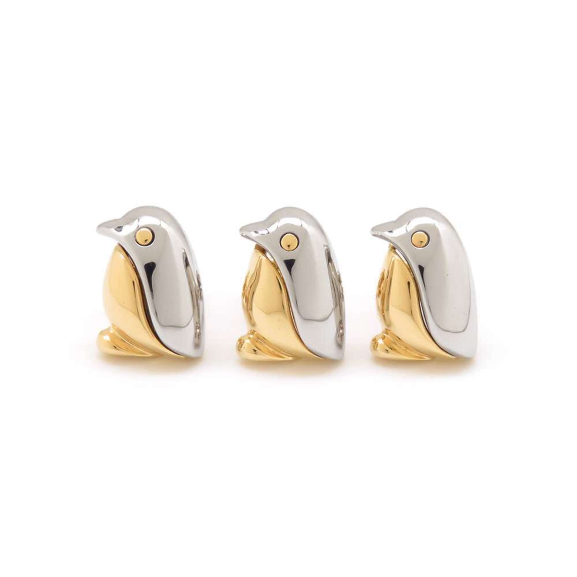 BVLGARI Cufflinks with Penguin Motif, K18YG Yellow Gold, K18WG White