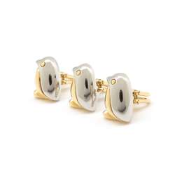 BVLGARI Cufflinks with Penguin Motif, K18YG Yellow Gold, K18WG White