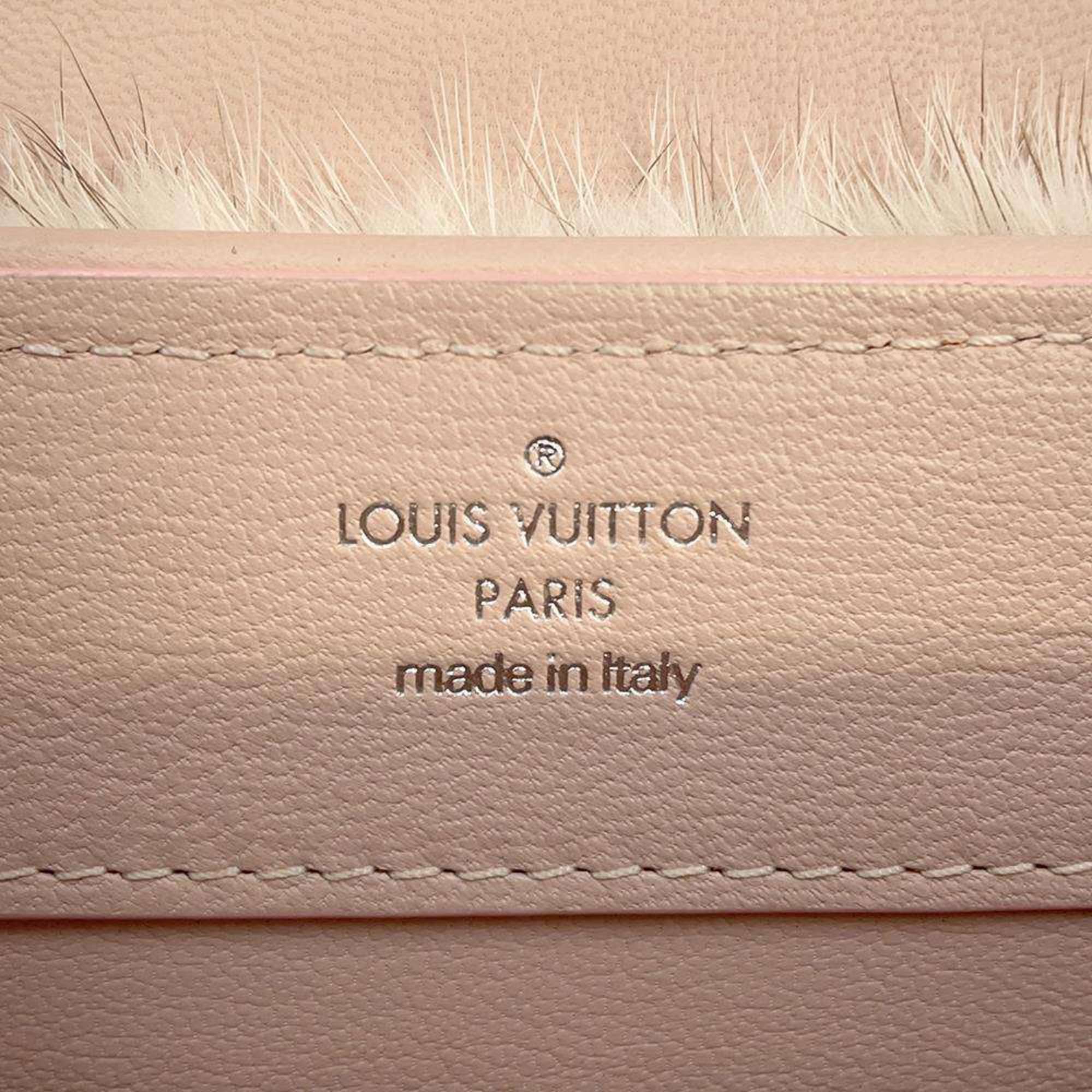 Louis Vuitton handbag calf leather mink fur Capucines MINI M56916 pink 2way shoulder bag