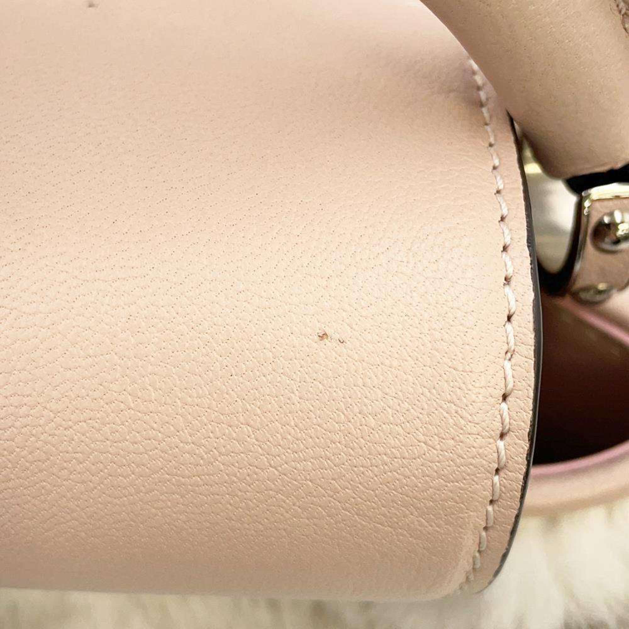 Louis Vuitton handbag calf leather mink fur Capucines MINI M56916 pink 2way shoulder bag