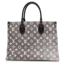 Louis Vuitton Tote Bag On the Go MM Monogram Jacquard Denim M46448 LOUIS VUITTON Black White