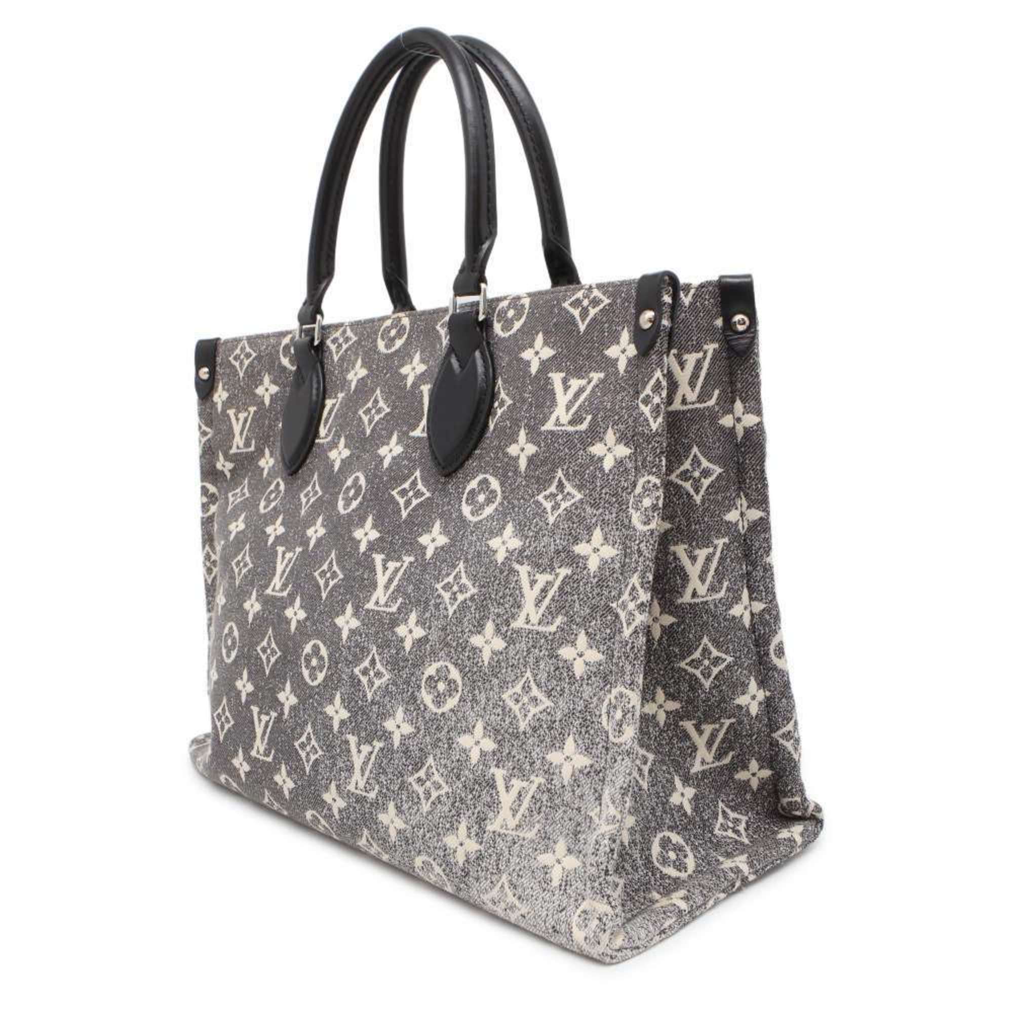 Louis Vuitton Tote Bag On the Go MM Monogram Jacquard Denim M46448 LOUIS VUITTON Black White