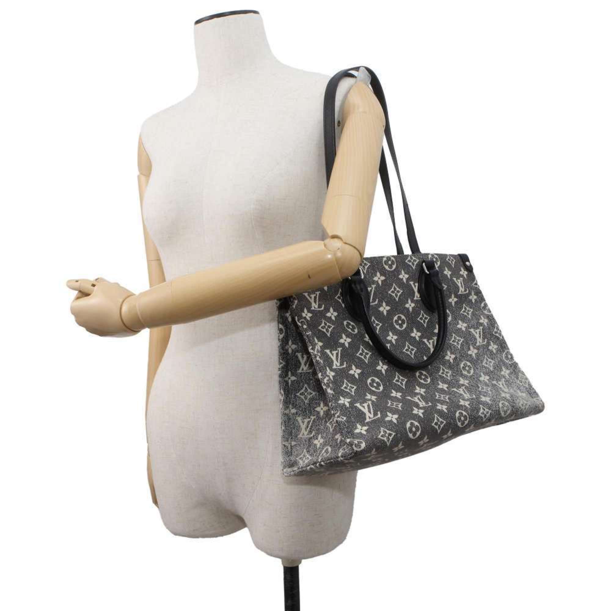 Louis Vuitton Tote Bag On the Go MM Monogram Jacquard Denim M46448 LOUIS VUITTON Black White