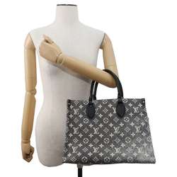 Louis Vuitton Tote Bag On the Go MM Monogram Jacquard Denim M46448 LOUIS VUITTON Black White