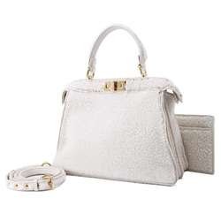 Fendi Handbag Peekaboo I See You Mouton Medium 8BN321 2way Shoulder Bag White