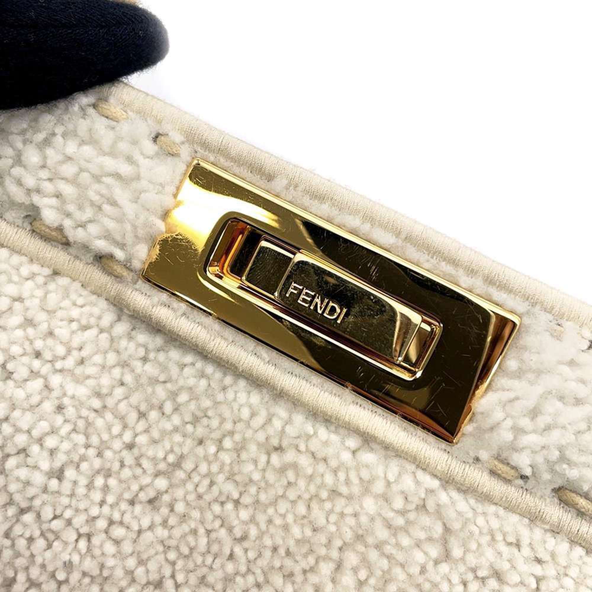 Fendi Handbag Peekaboo I See You Mouton Medium 8BN321 2way Shoulder Bag White