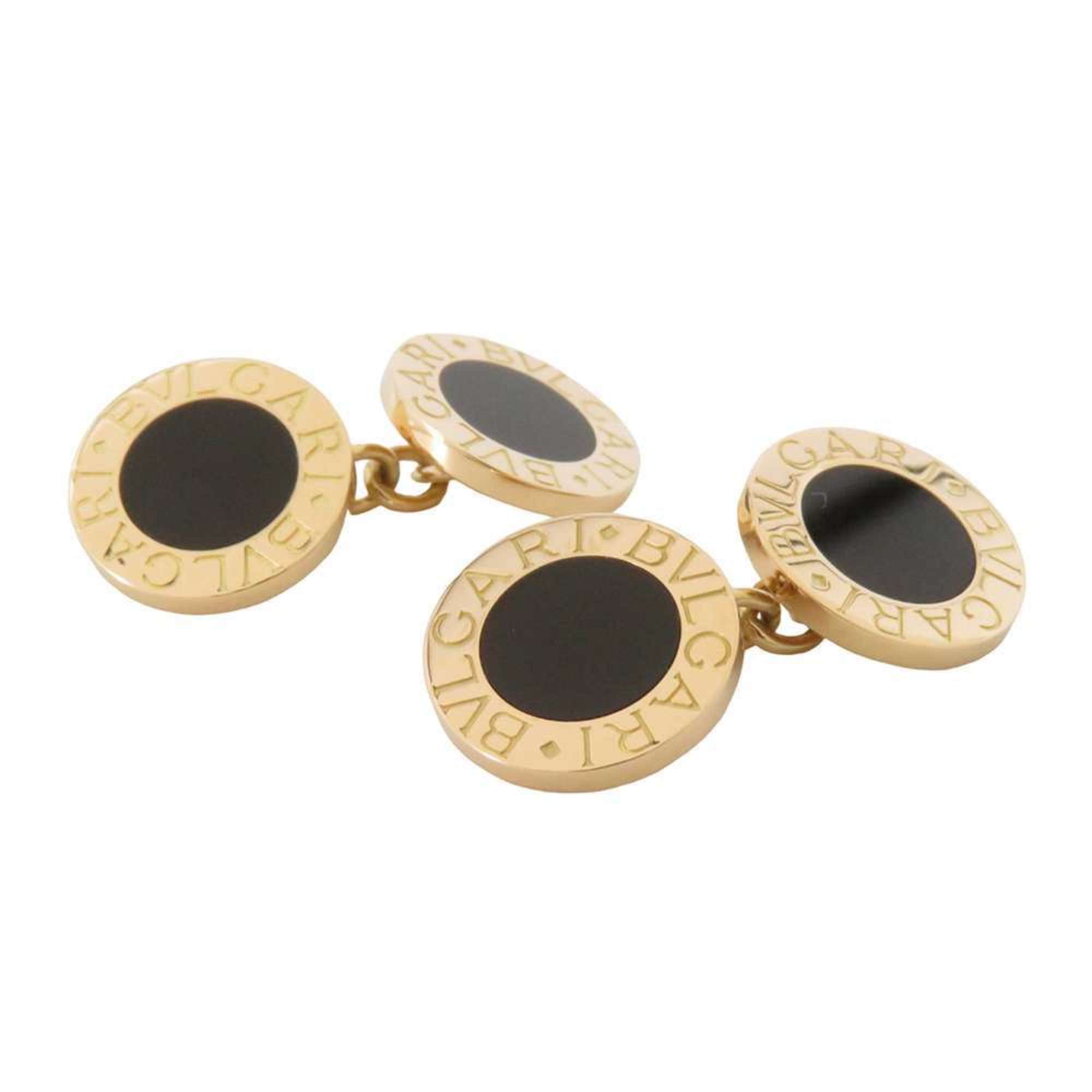 BVLGARI Cufflinks Onyx K18YG Yellow Gold