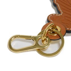 LOEWE Zebra Leather Charm Keychain Embossed Brown White Keyring Noah's Ark Tan 10083293 Men's Women's