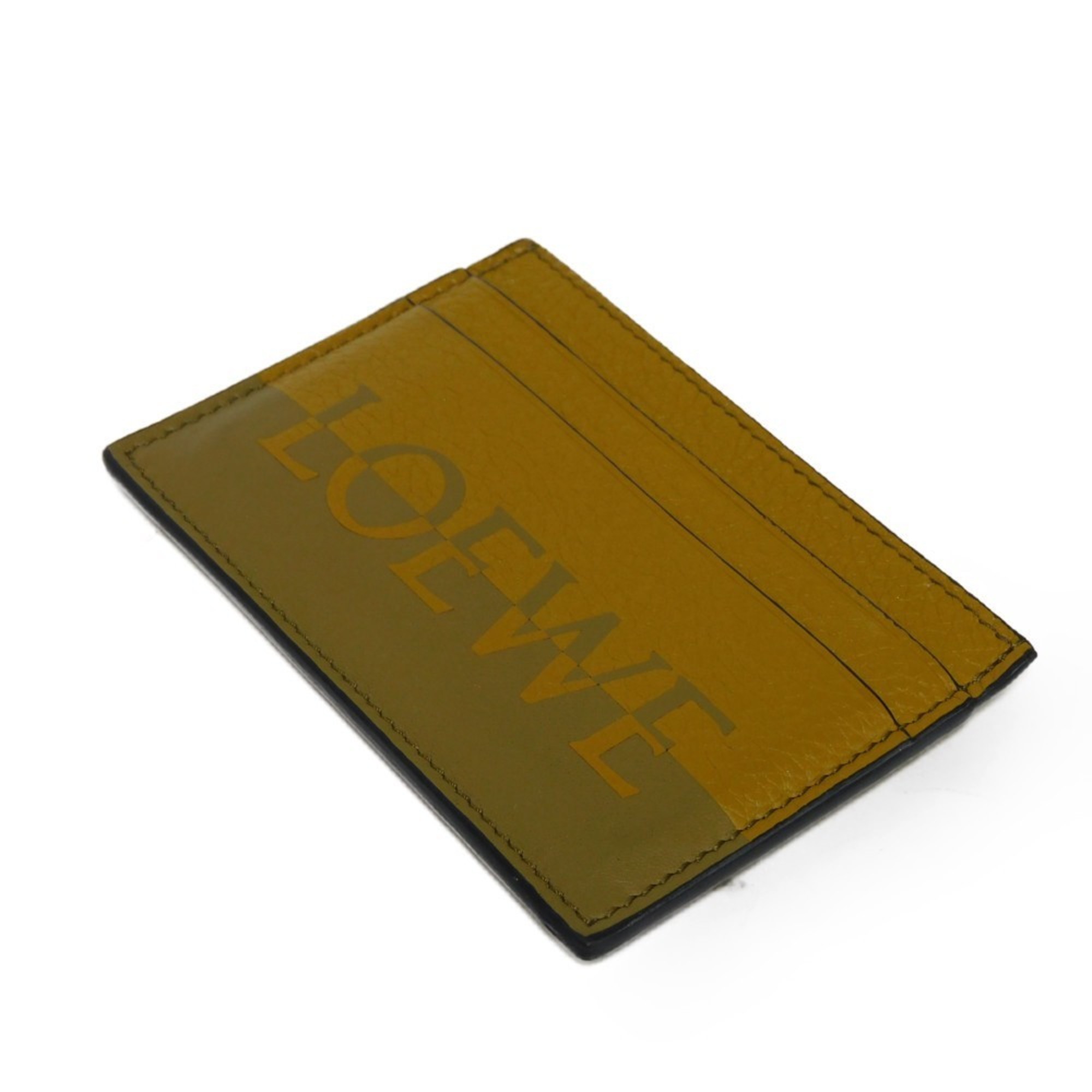 LOEWE Card Case Signature Plain Holder Bicolor Khaki Smooth Embossed Olive C314322X01 Men's Women's