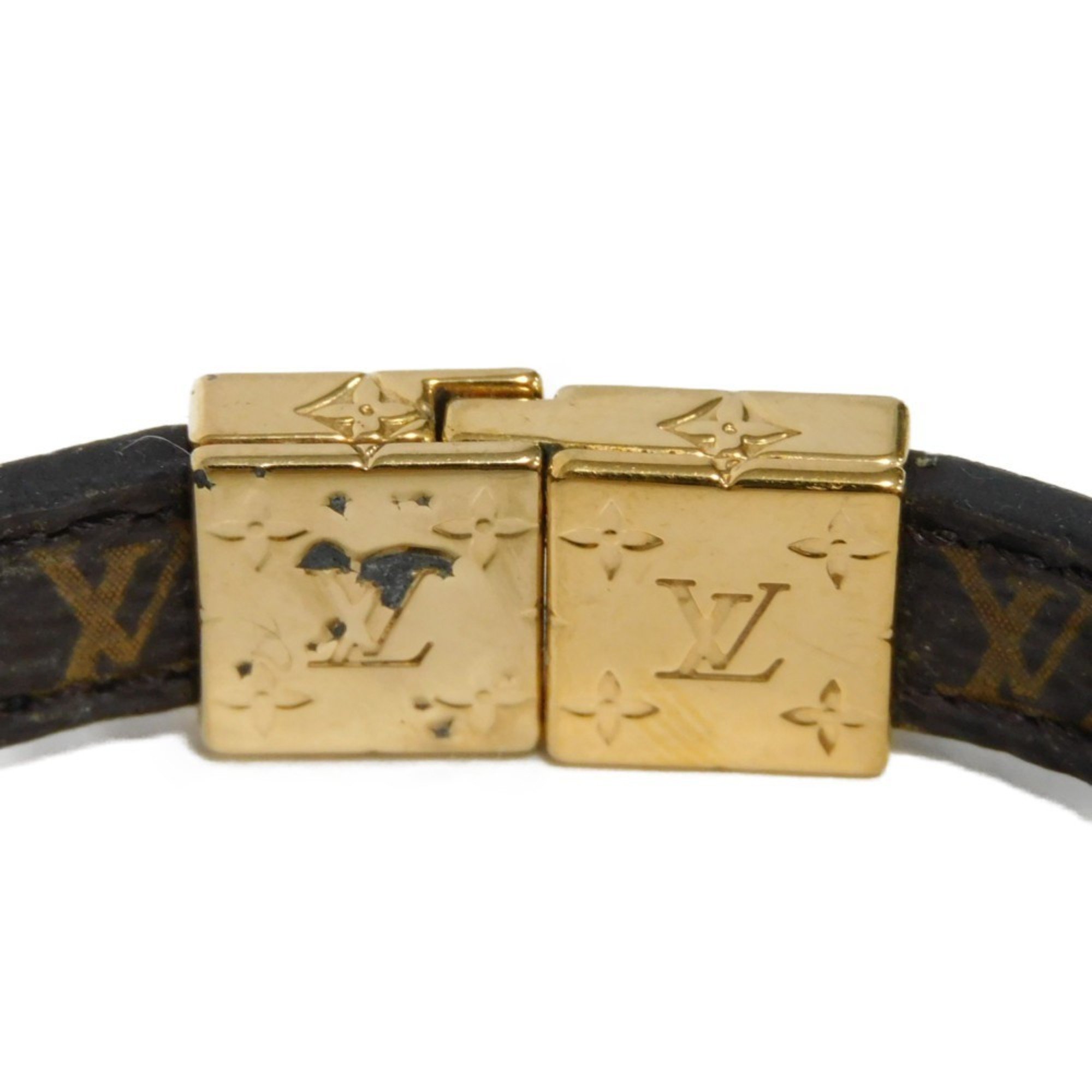 Louis Vuitton LOUIS VUITTON Bracelet LV Circle Reversible 17 Brown Black Monogram Maroon M6173F Women's