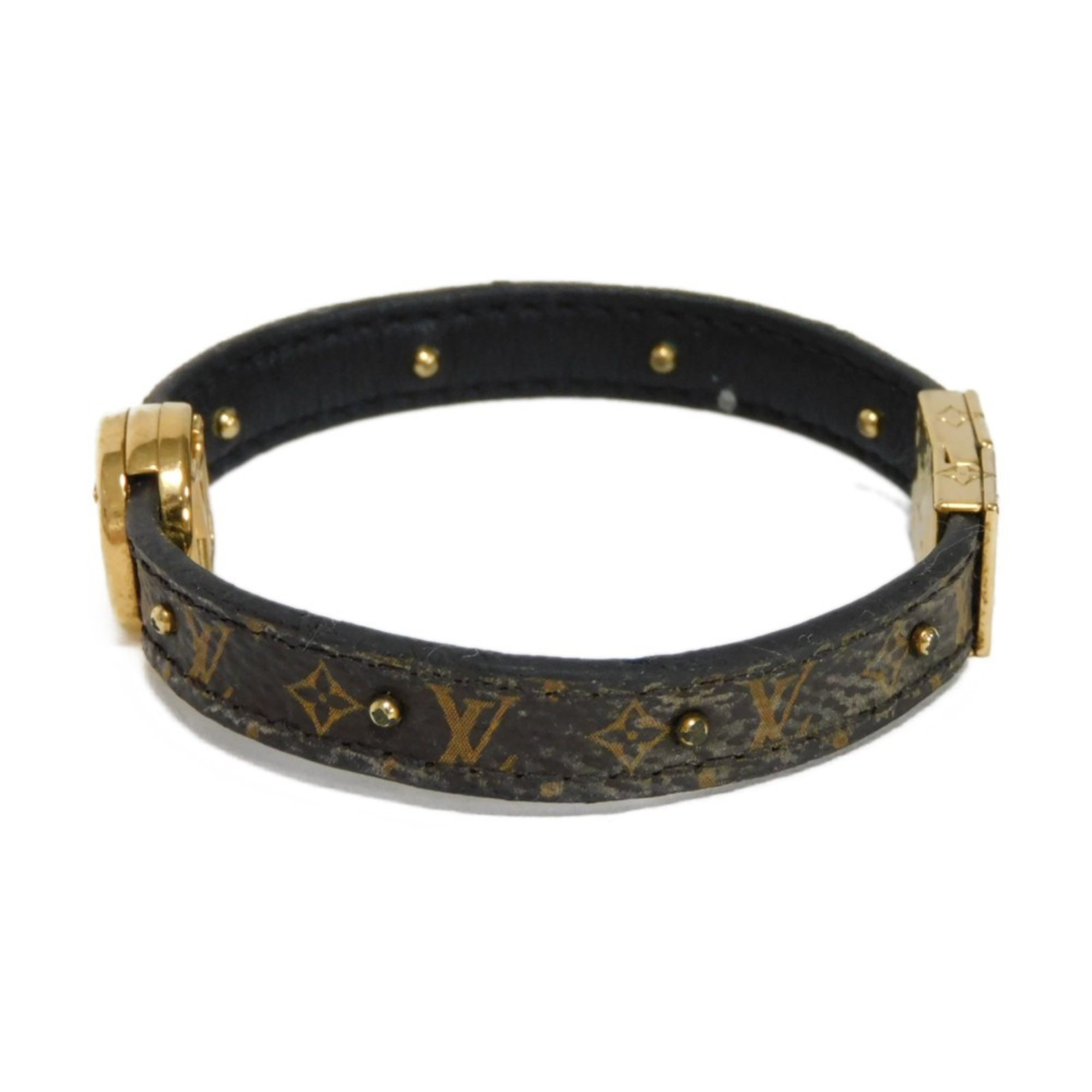 Louis Vuitton LOUIS VUITTON Bracelet LV Circle Reversible 17 Brown Black Monogram Maroon M6173F Women's