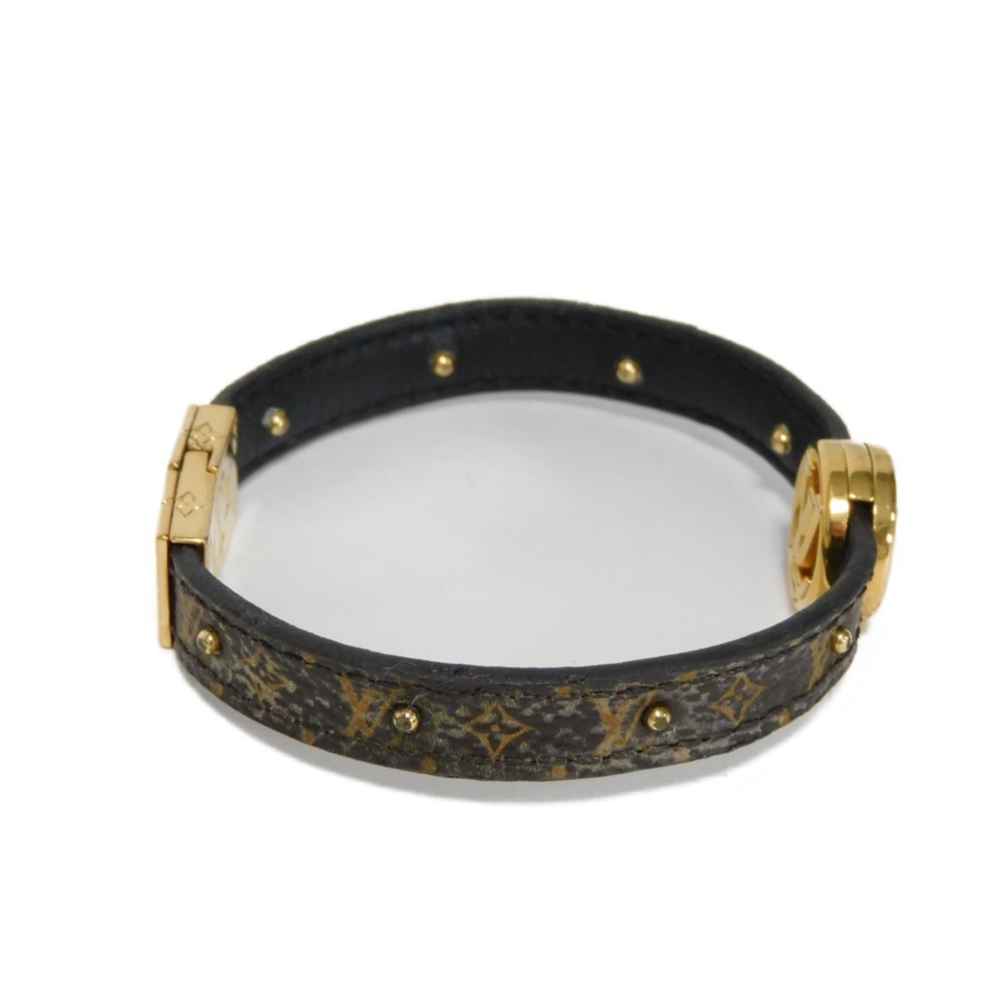 Louis Vuitton LOUIS VUITTON Bracelet LV Circle Reversible 17 Brown Black Monogram Maroon M6173F Women's