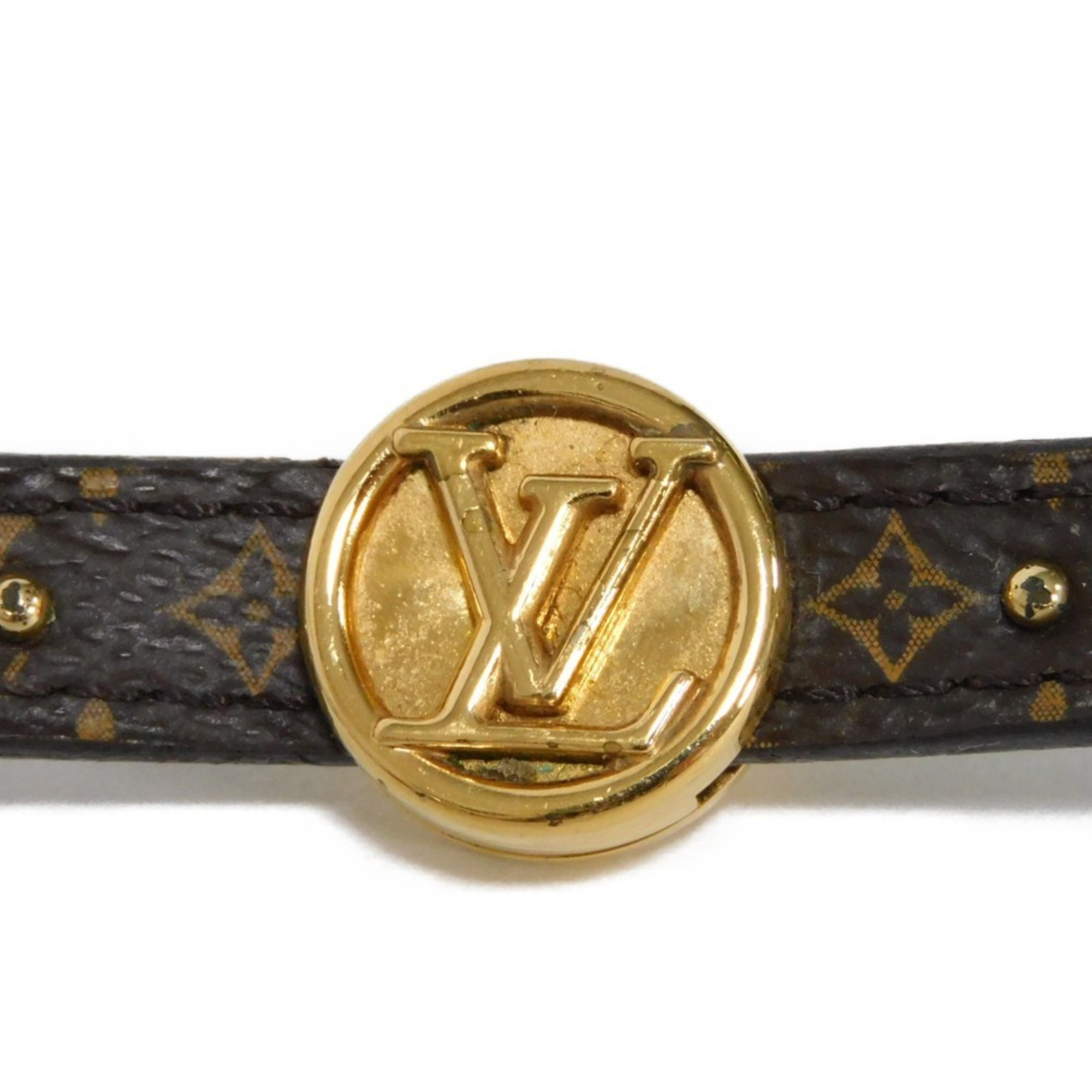 Louis Vuitton LOUIS VUITTON Bracelet LV Circle Reversible 17 Brown Black Monogram Maroon M6173F Women's