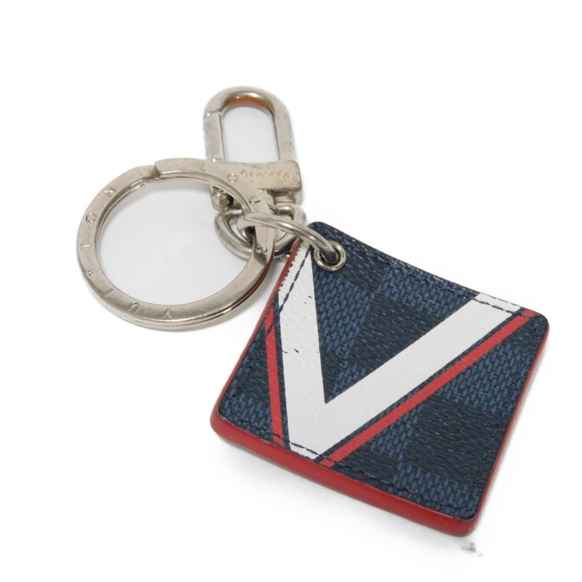 Louis Vuitton LOUIS VUITTON Keychain Portecle Illustre V Mark Navy Keyring Damier Cobalt America's Cup M61939 Men's