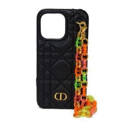 Christian Dior Dior Smartphone Case Caro iPhone 13 Pro CD Multicolor Plastic Chain Cannage Black Women's