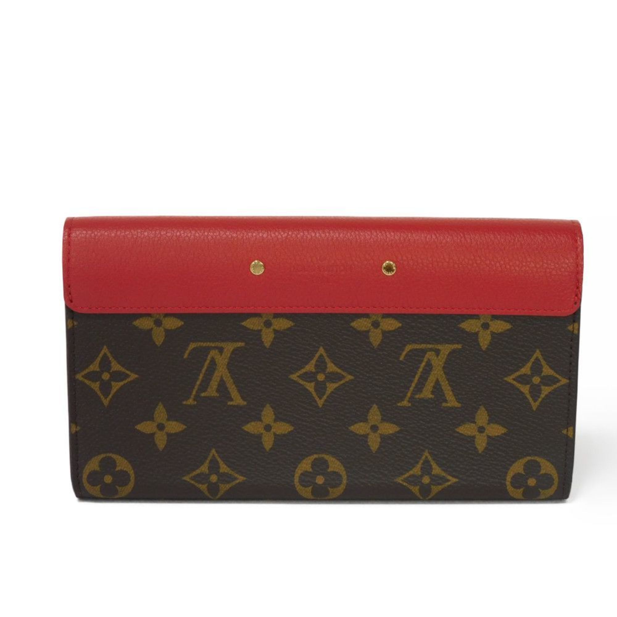 Louis Vuitton LOUIS VUITTON Long Wallet Portefeuille Pallas LV Flower S-Lock Flap Bi-Fold Monogram Cerise M58414 Women's