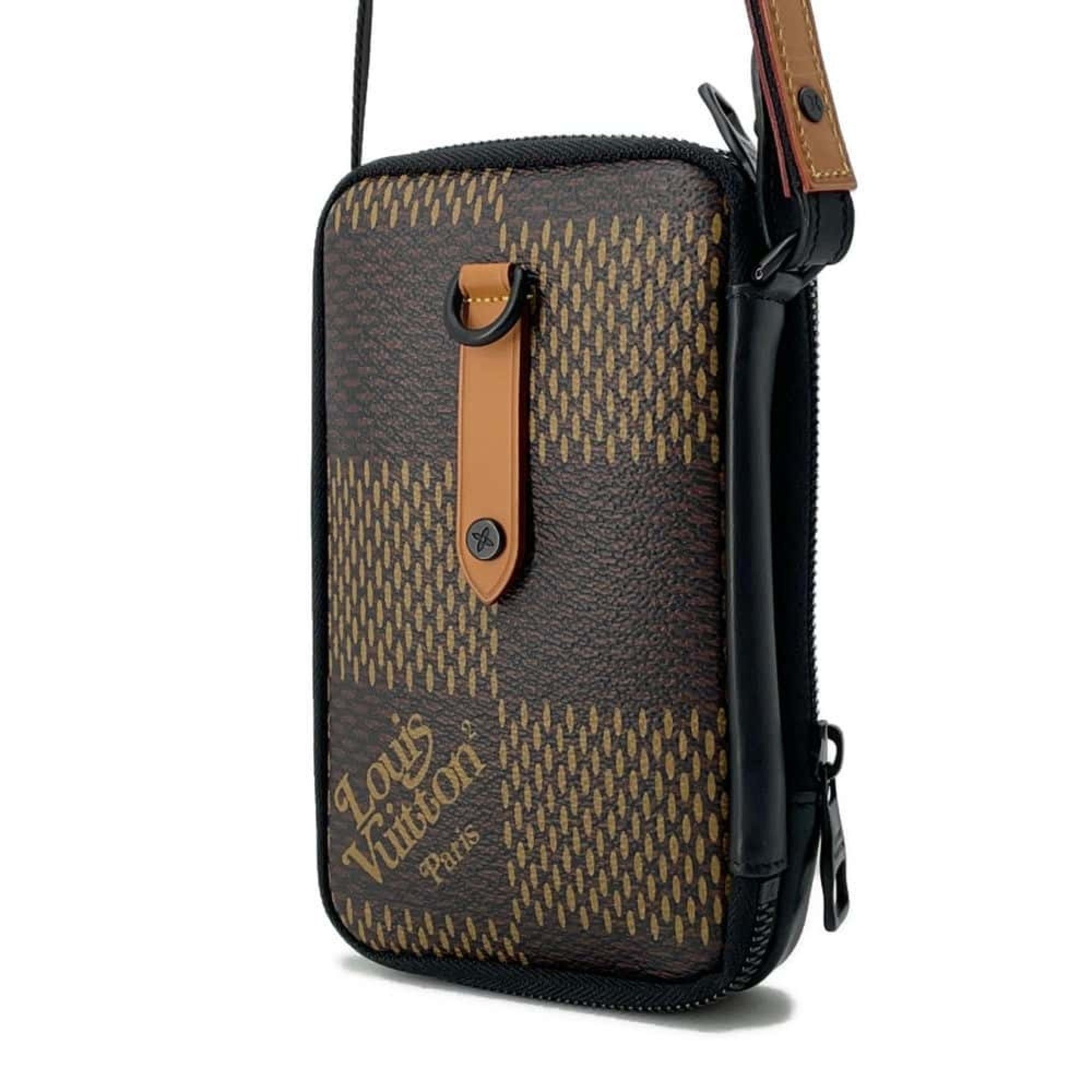 Louis Vuitton Shoulder Bag Damier Giant NIGO Collaboration Double Phone Pouch N40377 Black