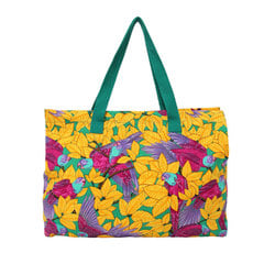 HERMES Hermes Bag Tote Green Purple Yellow Botanical Pattern Canvas Shoulder Women's