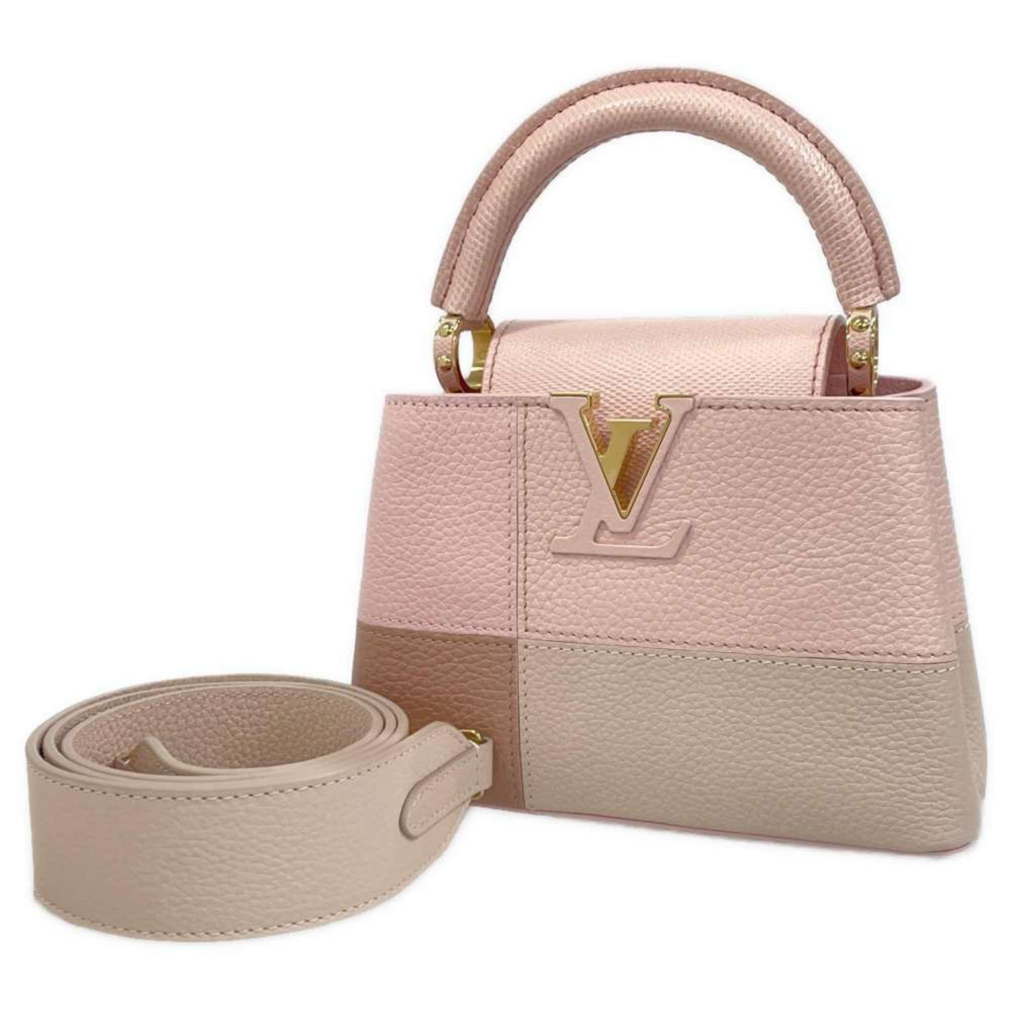 Louis Vuitton Handbag Taurillon Leather File Water Snake Capucines MINI M59268 Pink Karung