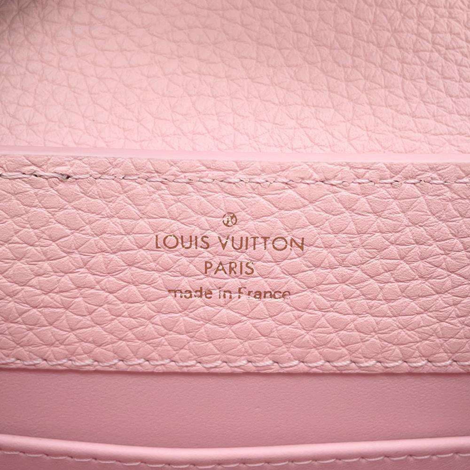 Louis Vuitton Handbag Taurillon Leather File Water Snake Capucines MINI M59268 Pink Karung