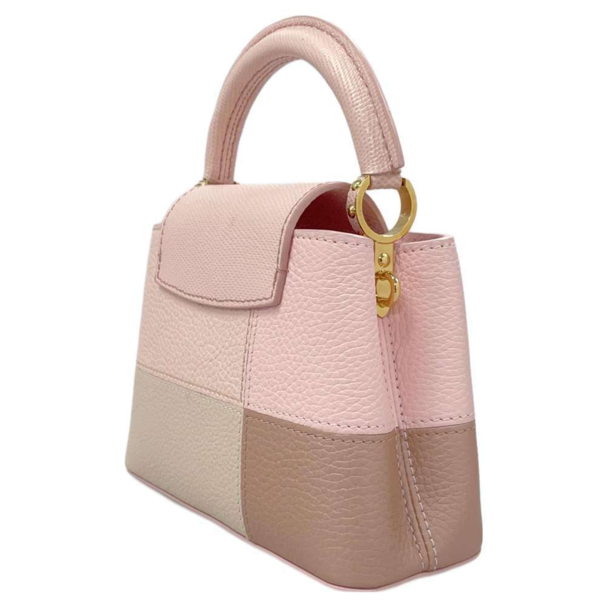 Louis Vuitton Handbag Taurillon Leather File Water Snake Capucines MINI M59268 Pink Karung