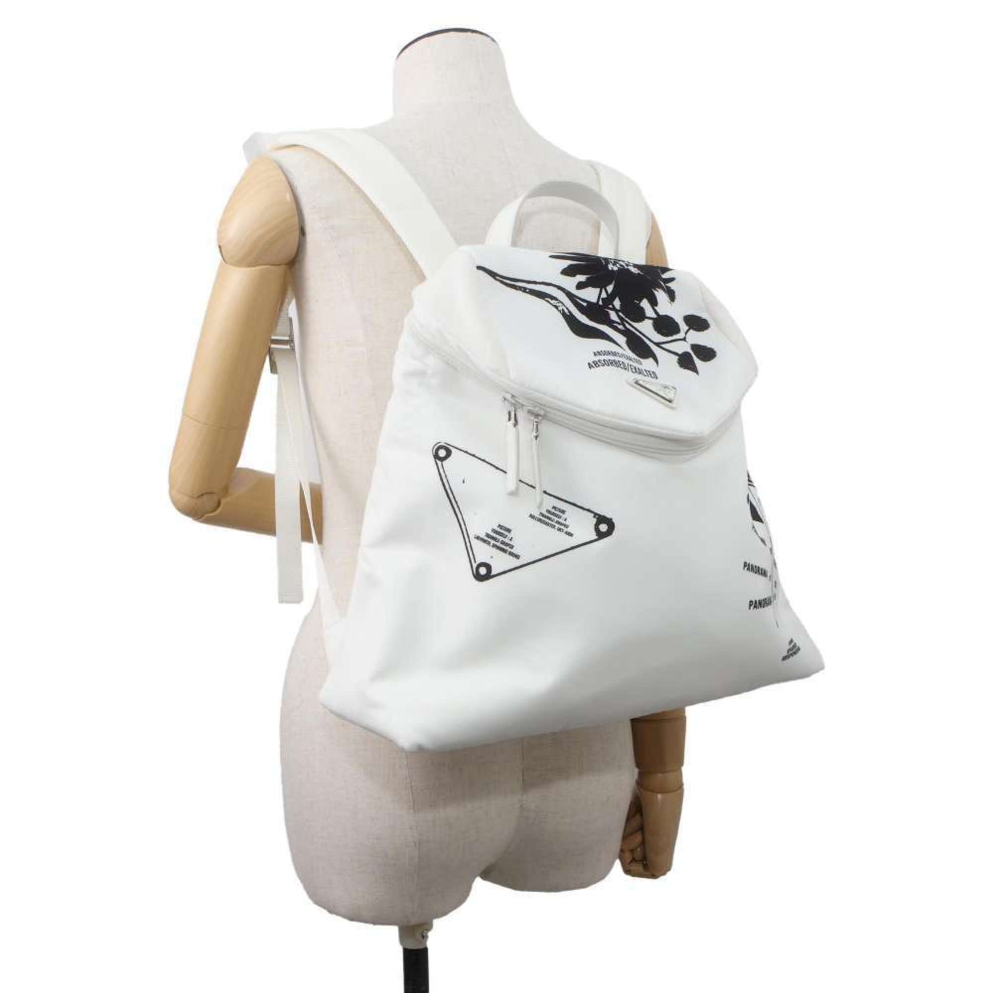 Prada Backpack Signe Print Nylon 1BZ072 PRADA Peter de Potter White