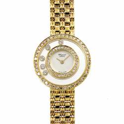 Chopard Happy Diamonds 4119 Double Diamond Bezel Ladies Watch 5P Moving K18YG Yellow Gold Quartz