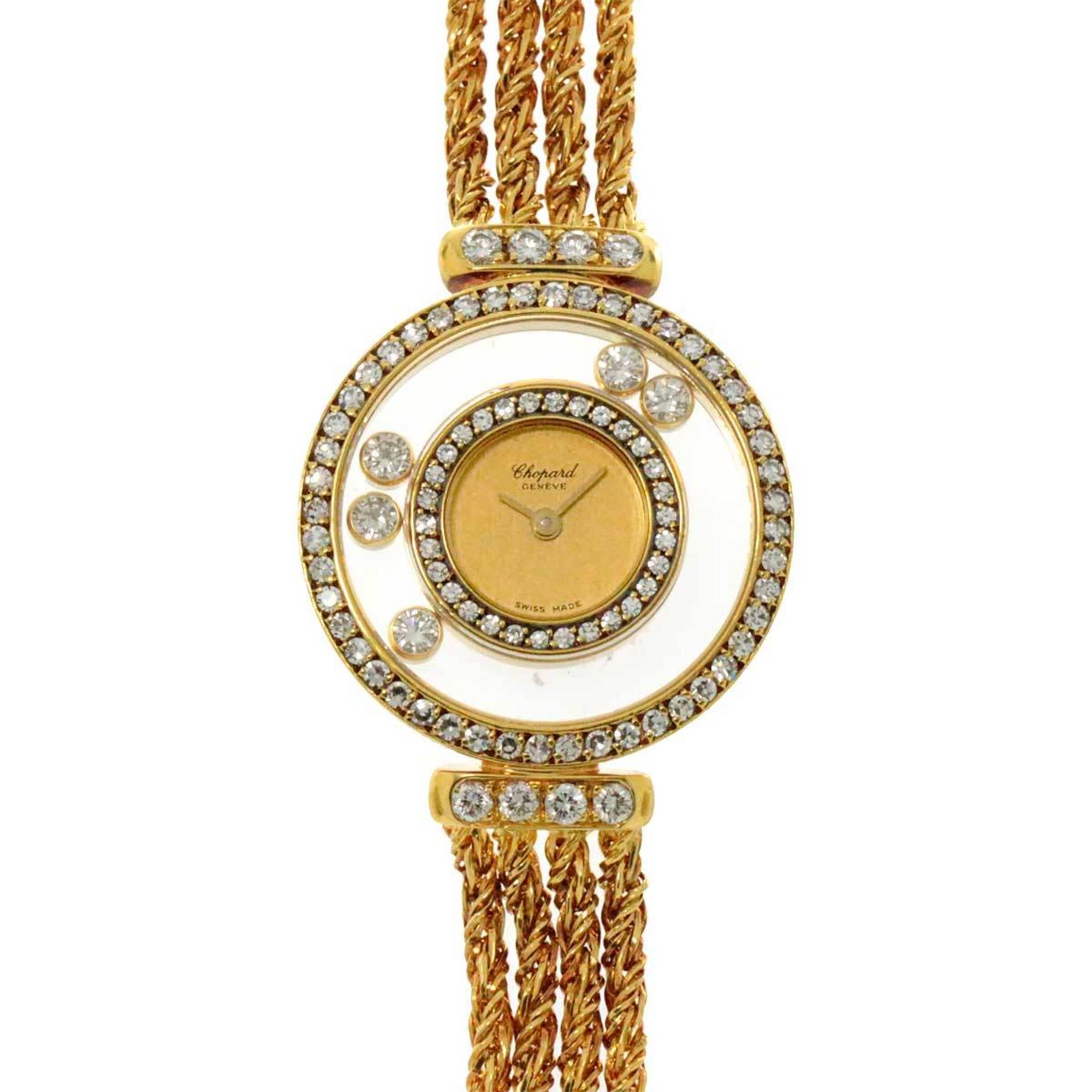 Chopard Happy Diamond 20/4012 Bezel Ladies Watch 5P Moving Gold K18YG Yellow Quartz