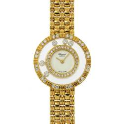 Chopard Happy Diamonds 4119 Double Diamond Bezel Ladies Watch 5P Moving K18YG Yellow Gold Quartz