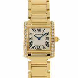 Cartier Tank Francaise SM WE1001R8 Diamond Bezel Ladies Watch Ivory K18YG Yellow Gold Solid Quartz